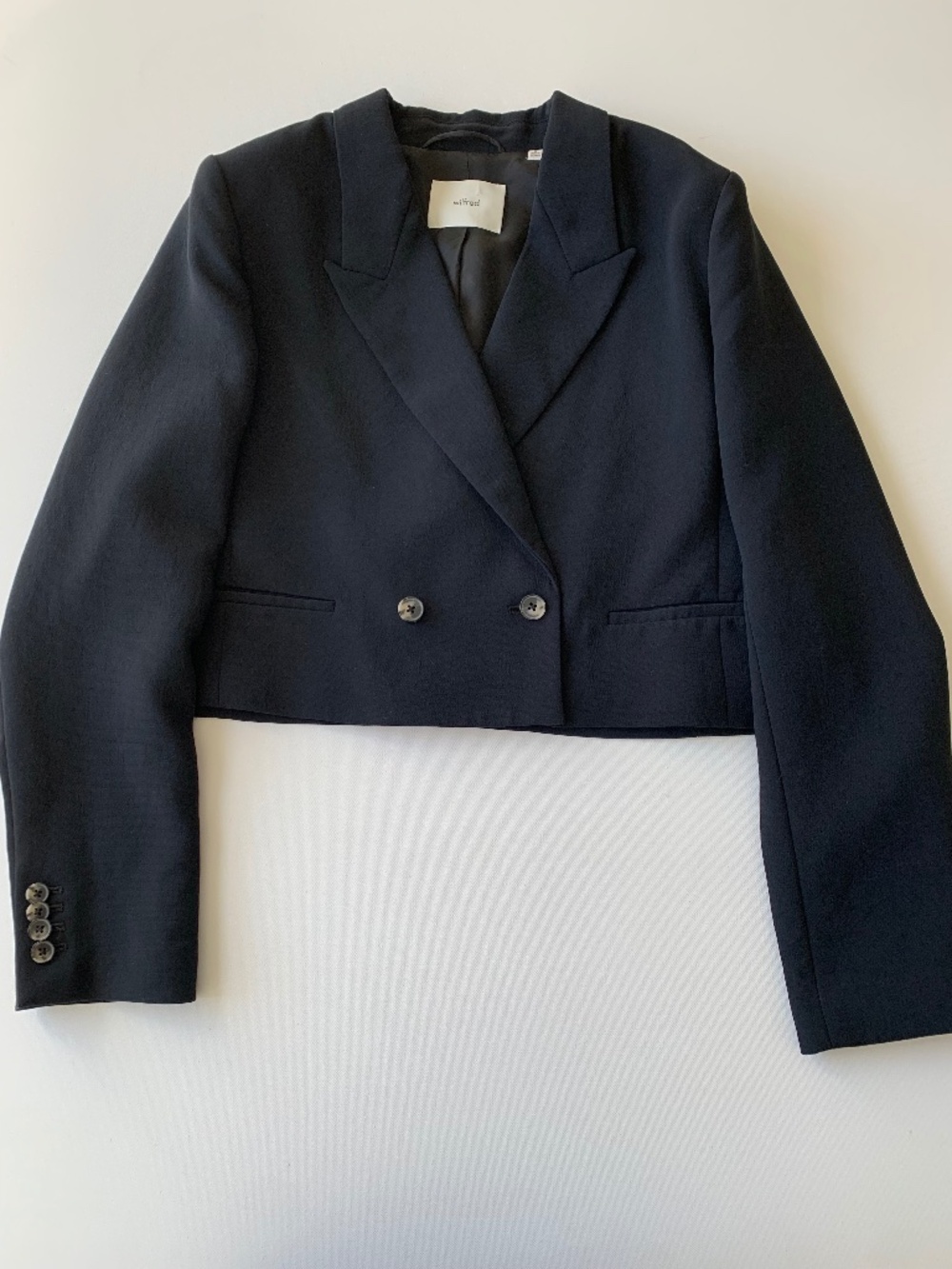 Aritzia Wilfred Cropped Navy Blazer Jacket Size 10 - Picture 2 of 8